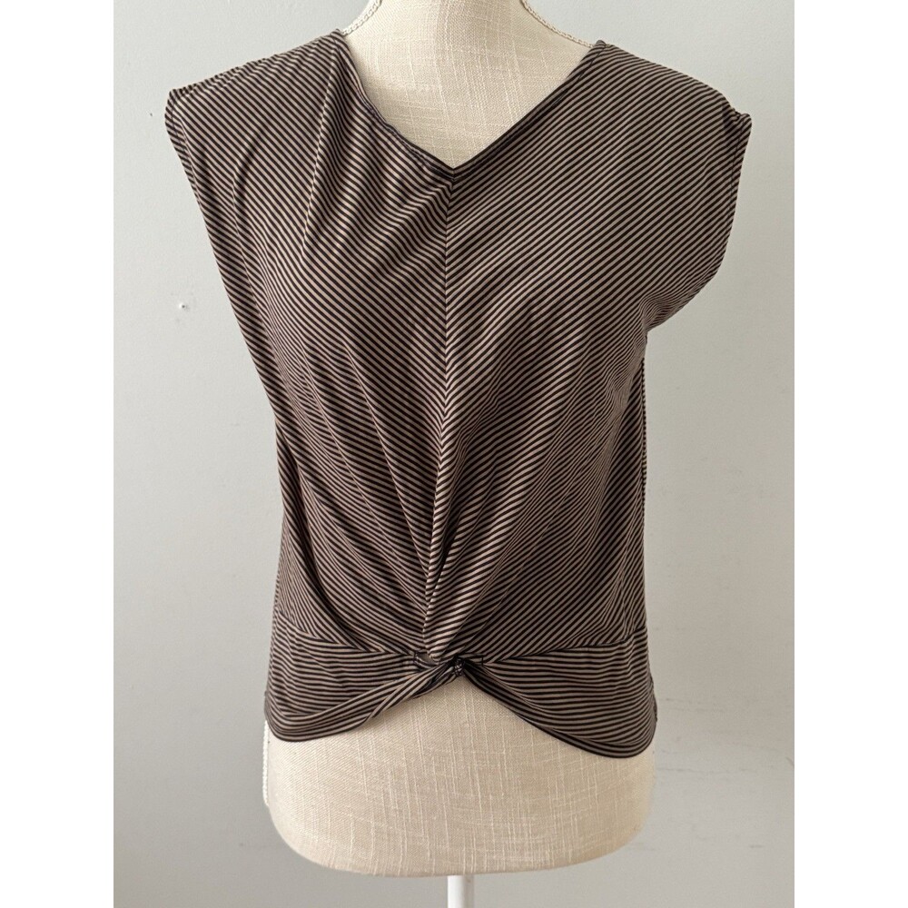 ANAYI Striped Knot V-Neck T-Shirt Blouse Size 38 Japanese Designer